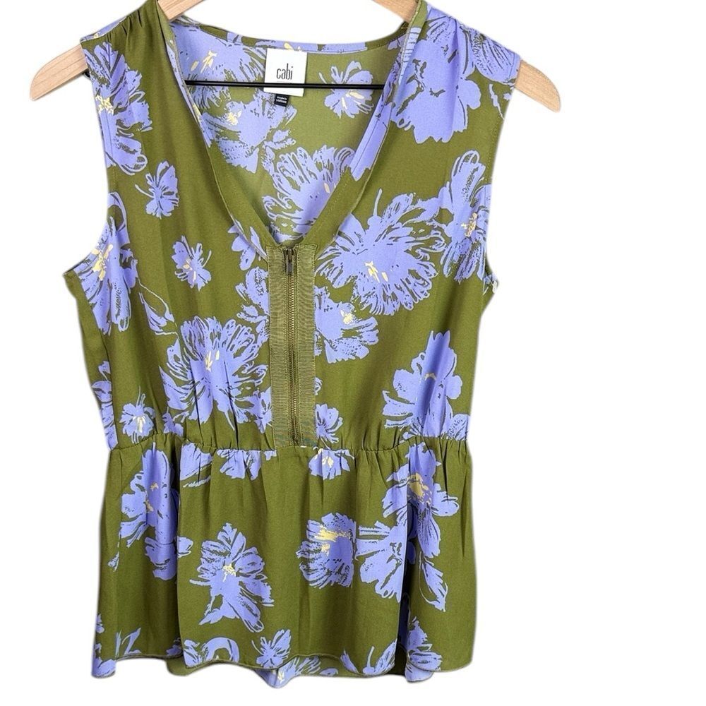 CAbi Purple & Green Floral Celebrity Top